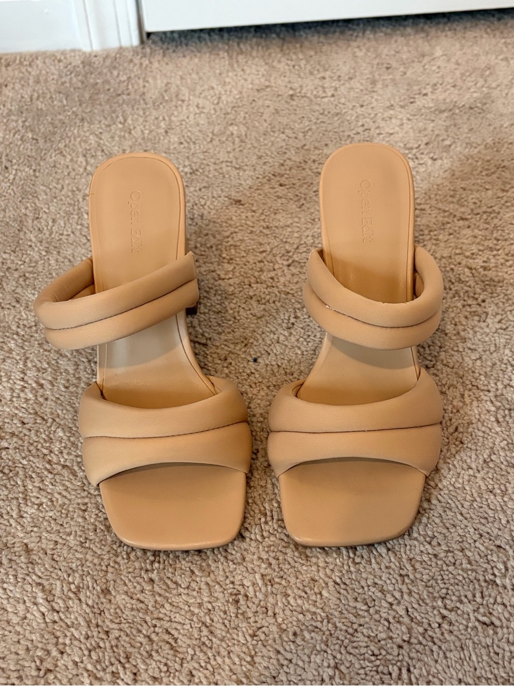 Beige Padded Strap High Heel Sandals - Women